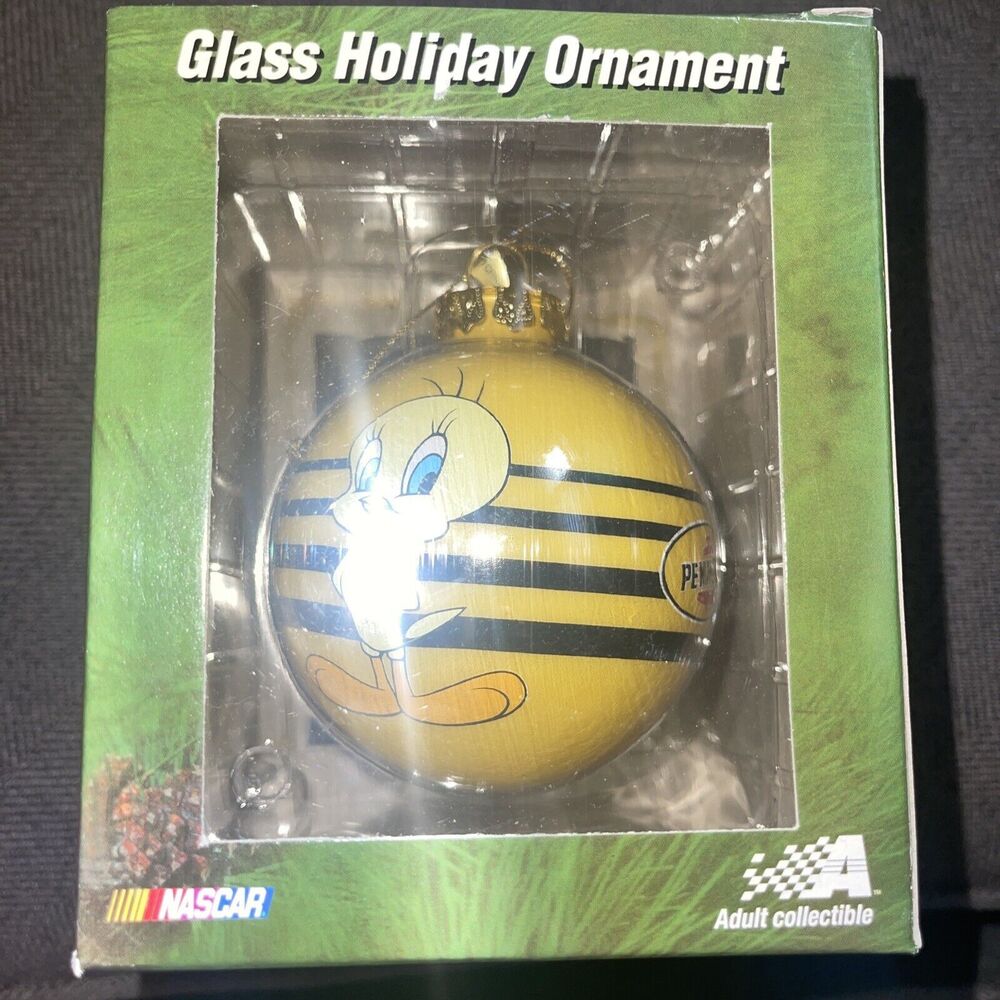 Tweety Nascar Steve Park No 1 Holiday Glass Ball Ornament Pennzoil